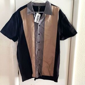 Anchor MSJ Black,Tan & Gray Colorblock 50's Rockabilly Short Sleeve Shirt SZ 3X
